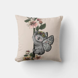 Cute Botanical Koala Beary Watercolor Illustration Kudde