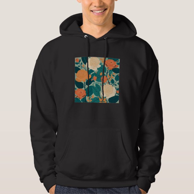 Cute Botanical Roses Illustration Gorgeous Flower  Hoodie (Framsida)