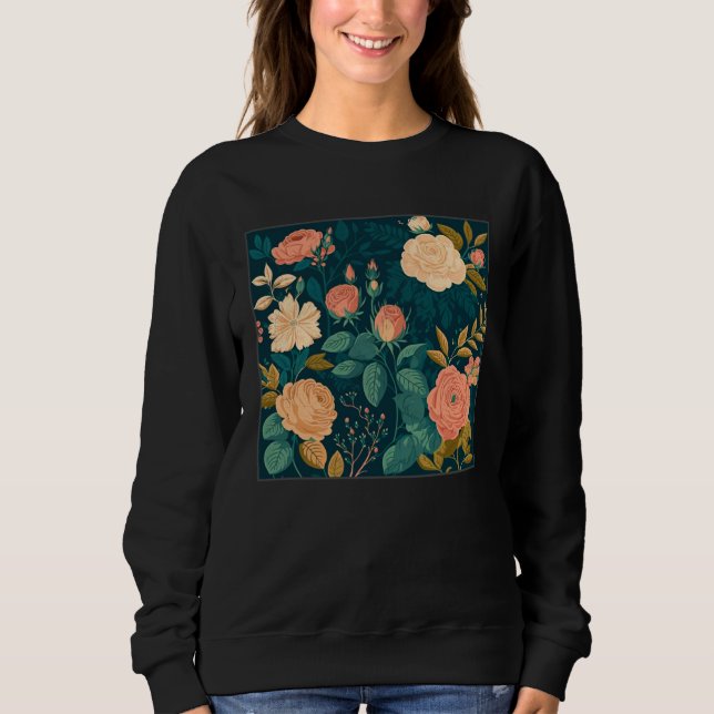 Cute Botanical Roses Illustration Gorgeous Flower  T Shirt (Framsida)