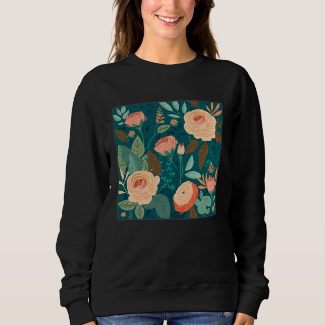 Cute Botanical Roses Illustration Gorgeous Flower  T Shirt (Framsida)