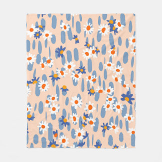 Cute botanical seamless pattern. Small daisies sca Fleecefilt