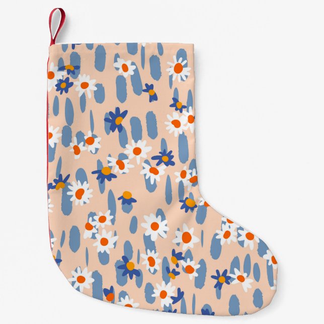 Cute botanical seamless pattern. Small daisies sca Liten Julstrumpa (Framsidan)