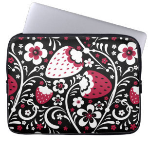 Cute Botanical Strawberry Fält Khokhloma Mönster Laptop Fodral