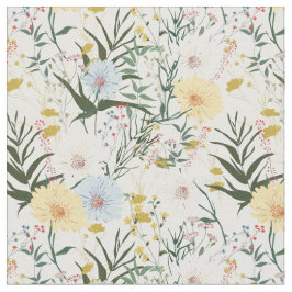 Cute botanique Ivory och blue l White Tyg