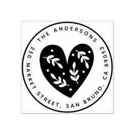 Cute Botaniskt hjärta, Namn och Returadress Stämpel