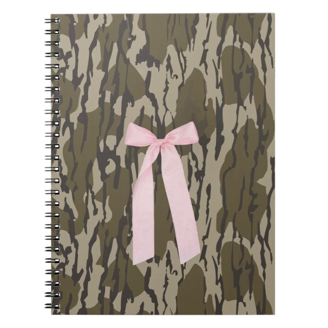 Cute Bottomland Camo Aesthetic Rosa Ribbon Anteckningsbok (Framsidan)