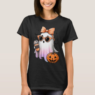 Cute Bougie Ghost Coffee Pumpkin Spooky Season Hal T Shirt