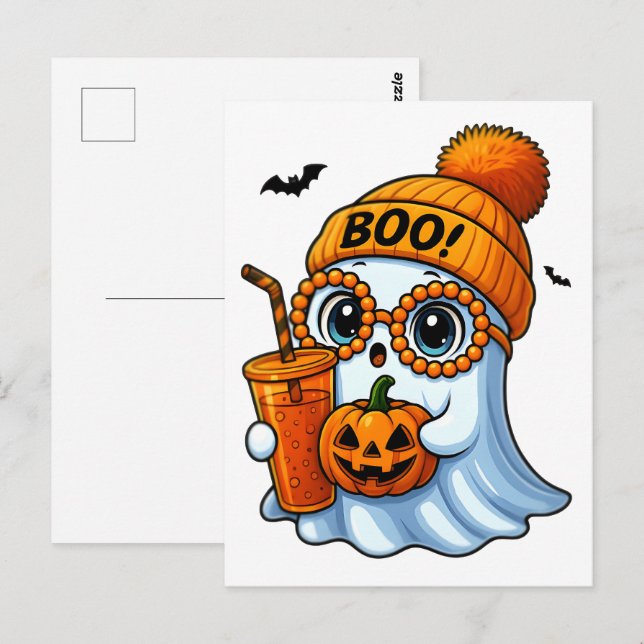 Cute Boujee Ghost Halloween | Spooky Chic Aestheti Vykort (Fram/baksida)