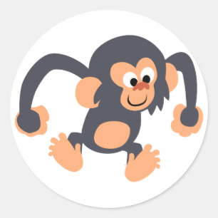 Cute Bouncy Tecknad Chimpanzcker Runt Klistermärke