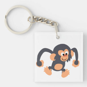Cute Bouncy Tecknad Chimpanzee Acrylic Keychain