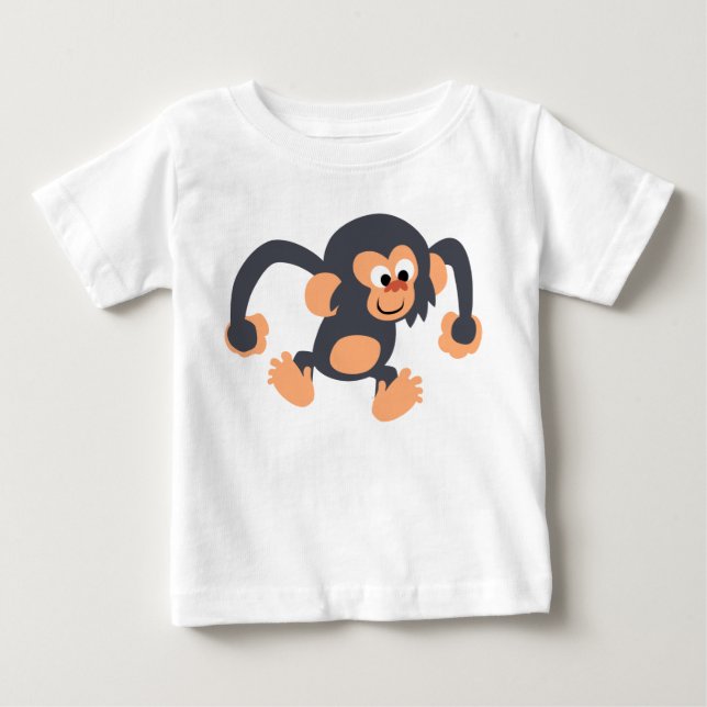 Cute Bouncy Tecknad Chimpanzee Baby T-Shirt (Framsida)
