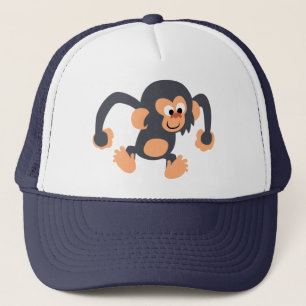 Cute Bouncy Tecknad Chimpanzee Hat Truckerkeps