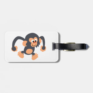 Cute Bouncy Tecknad Chimpanzee Luggage Tag Bagagebricka