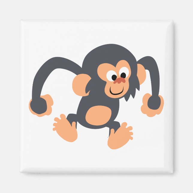 Cute Bouncy Tecknad Chimpanzee Magnet (Framsidan)