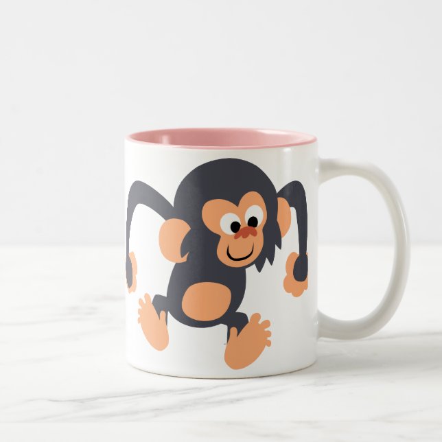 Cute Bouncy Tecknad Chimpanzee Mugg (Höger)