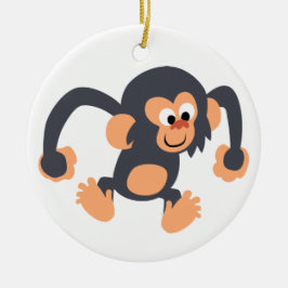 Cute Bouncy Tecknad Chimpanzee Ornament