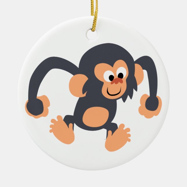 Cute Bouncy Tecknad Chimpanzee Ornament (Framsidan)