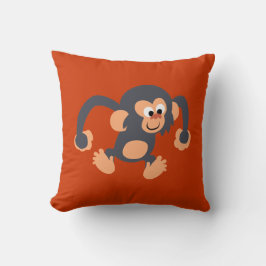 Cute Bouncy Tecknad Chimpanzee Pillow Kudde