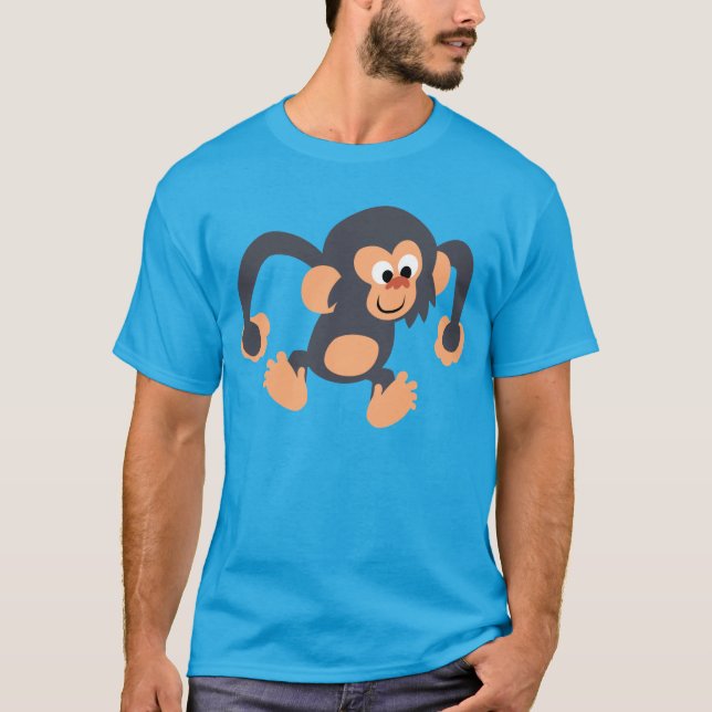 Cute Bouncy Tecknad Chimpanzee T-Shirt (Framsida)
