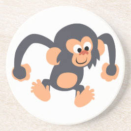 Cute Bouncy Tecknad Chimpanzee Underlägg Sandsten