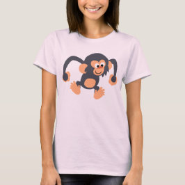 Cute Bouncy Tecknad Chimpanzee Women T-Shirt