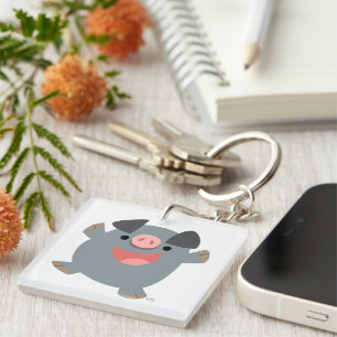 Cute Bouncy Tecknad Gris Acrylic Keychain