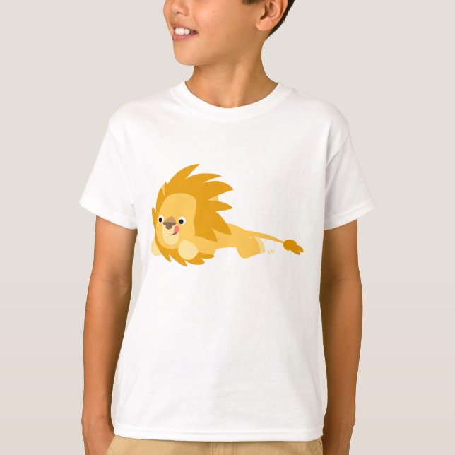 Cute Bouncy Tecknad Lejon Children T-Shirt (Framsida)