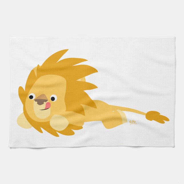 Cute Bouncy Tecknad Lejon Kitchen Towel Kökshandduk (Horisontell)