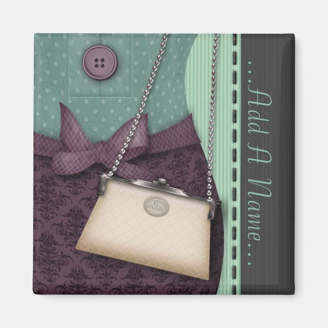 Cute Boutique Retro Outfit and Handbag Magnet (Framsidan)