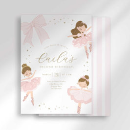 Cute Bow Ballerina Birthday-inbjudan Inbjudningar