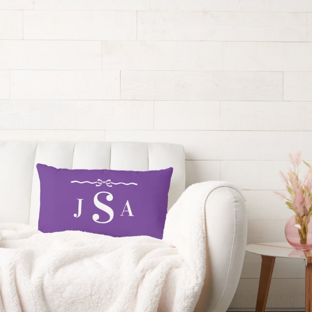 Cute Bow Border Custom Monogram Throw Pillow Lumbarkudde (Soffa)