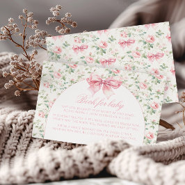 Cute bow chic blommigt bok för babydusch tilläggskort