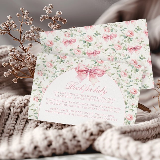 Cute bow chic blommigt bok för babydusch tilläggskort (Skapare uppladdad)