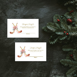 Cute Bow Hockey Girl Diaper Raffle Baby Shower  Tilläggskort