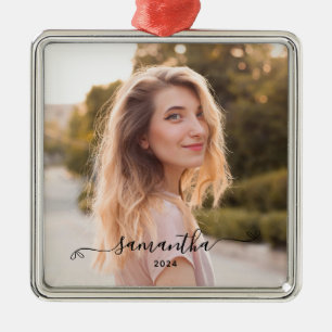 Cute Bow Namnteckning Namn Julgransprydnad Metall