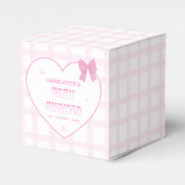 Cute Bow Pastel Rosa Gingham Baby Shower Presentaskar