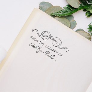 Cute Bow Personal Bibliotek Bok Frimärke Stämpel