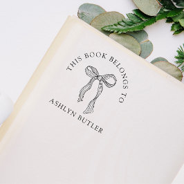 Cute Bow Personal Bibliotek Bok Frimärke Stämpel