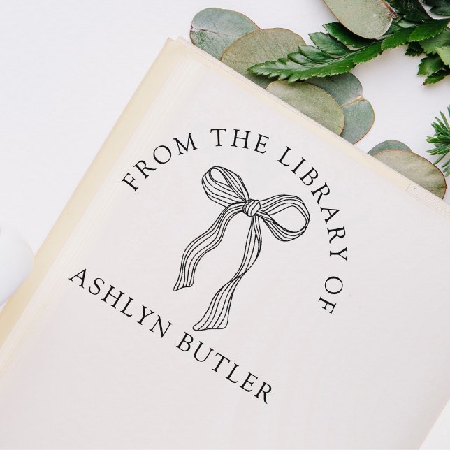 Cute Bow Personal Bibliotek Bok Self Inking Frimär Självfärgande Stämpel (Skapare uppladdad)