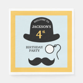 Cute Bowler Hat and Monocle Any Age Birthday Party Pappersservett