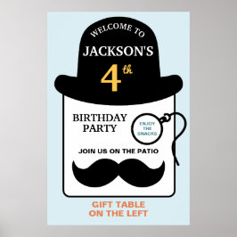 Cute Bowler Hat and Monocle Any Age Birthday Party Poster