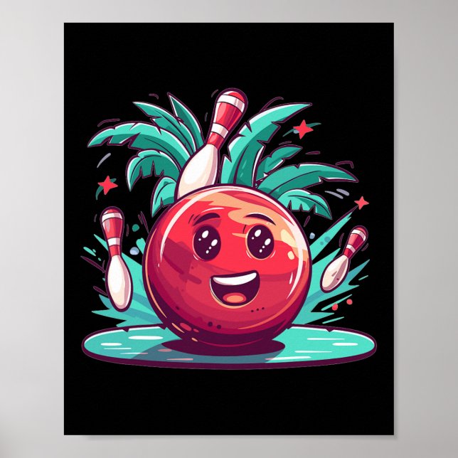 Cute Bowling Art I Kids Bowling Poster (Framsidan)