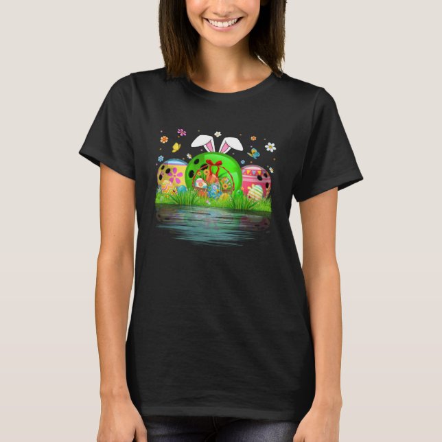 Cute Bowling Ball Egg & Bunny Ears Happy Easter Da T Shirt (Framsida)