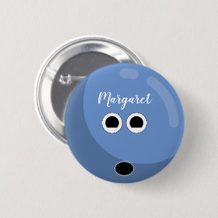 Cute Bowling Ball w/Finare-skript Lettering Namn Knapp
