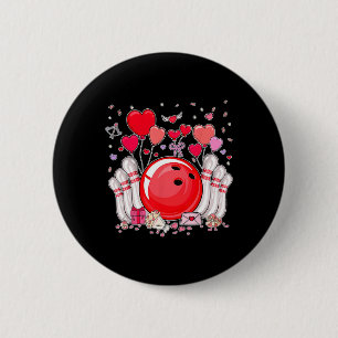 Cute Bowling Byll Valentine Heart Älskare Player B Knapp