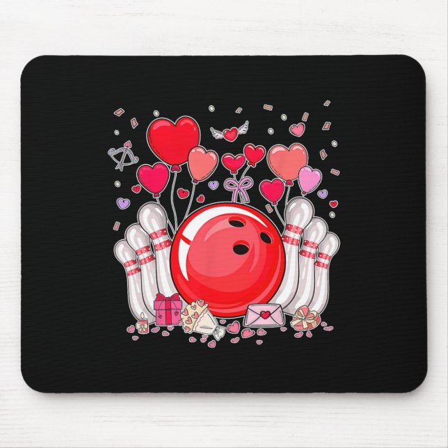 Cute Bowling Byll Valentine Heart Älskare Player B Musmatta (Framsidan)