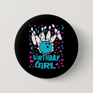 Cute Bowling Party Birthday Girl Kids Stift Bowlar Knapp