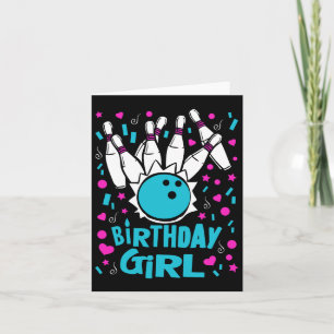 Cute Bowling Party Birthday Girl Kids Stift Bowlar Kort