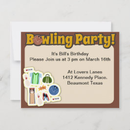Cute Bowling Party Time Inbjudningar