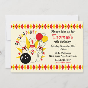 Cute Bowling Pin Birthday Inbjudan